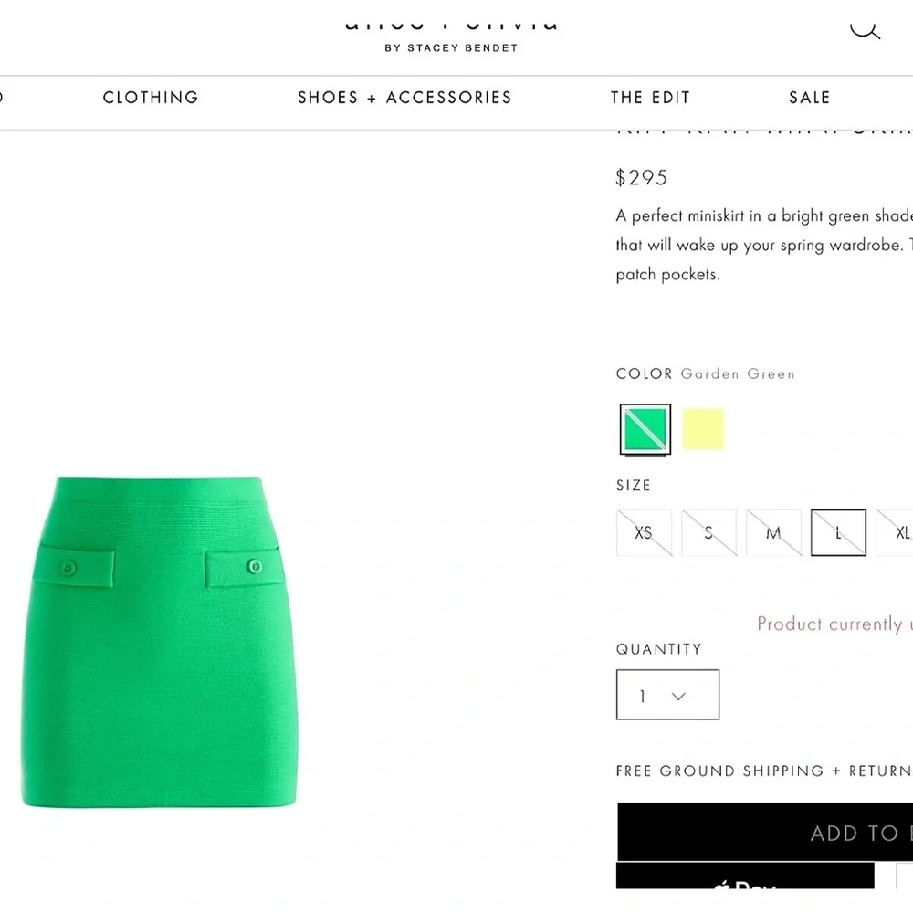 Alice + Olivia Kipp Knit Garden Green Mini Skirt